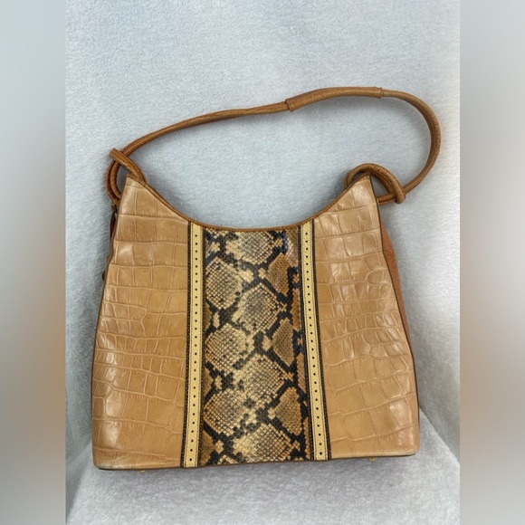 Brahmin - Snakeskin Embossed Shoulder Bag - Picture 2 of 16